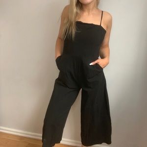 Wide-leg romper with tie back detail